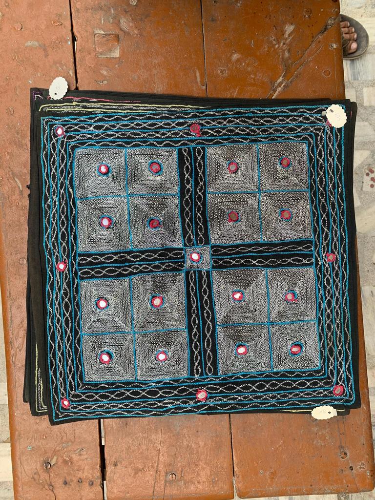 Hand Embroidered Cotton Pillow Cover: Bohemian Cushion (40"x 40")