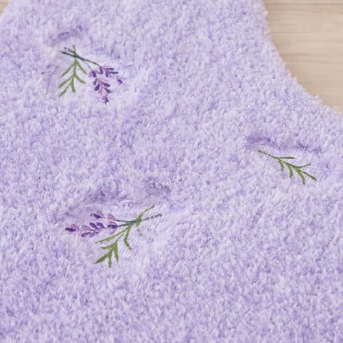 Senko S.D.S Sweet Lavender Toilet Fabric Toilet Mat, Approximately 80 x 60 cm, Long Size, Lavender Floral Pattern, 15708