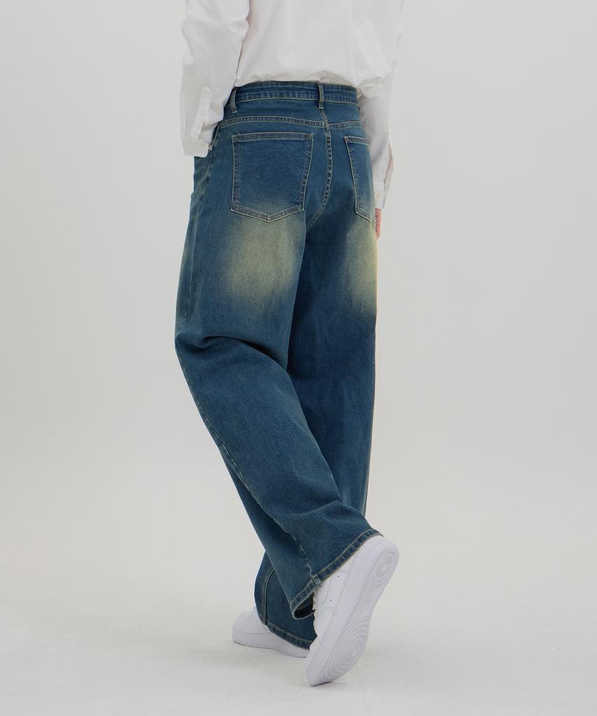 Akeusi Motion Balloon Fit Wide Stretch Denim Pants Unisex (Medium Blue)
