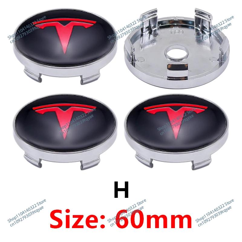 

4PCS 56mm Sticker 60mm Car Wheel Center Cap Sticker Tire Hub Cap Badge Cover for Tesla Model 3 Model S Model X Model Y Coil