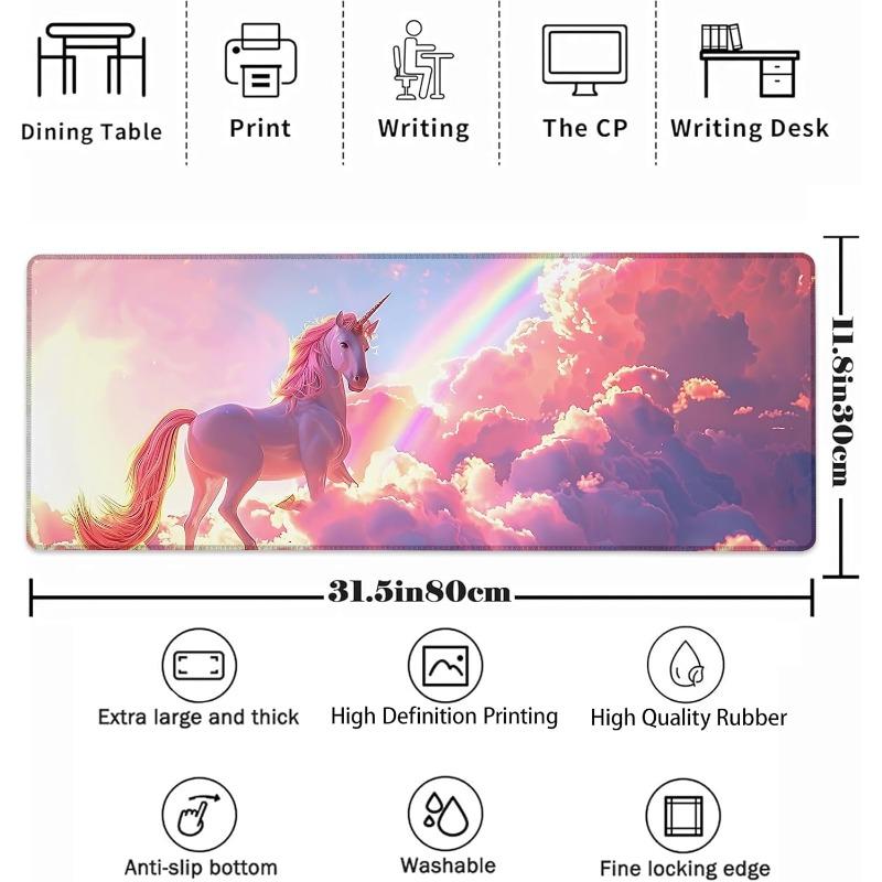 Cute Unicorn Mouse Pad Rainbows Keyboard Mat Laptop Computer Protector Nonslip Rubber Large Mousepads Gifts Desk Office Deskmat