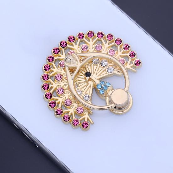 Fingerringhalter Grad Drehung Metall Anti-Verlust 360 Strass Pfau Handyring Schnalle