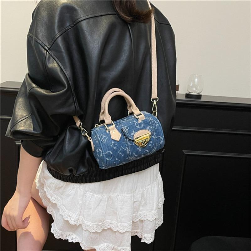 Denim portable pillow bag women's presbyopia messenger bag niche trend retro shoulder bag trendy women's bag