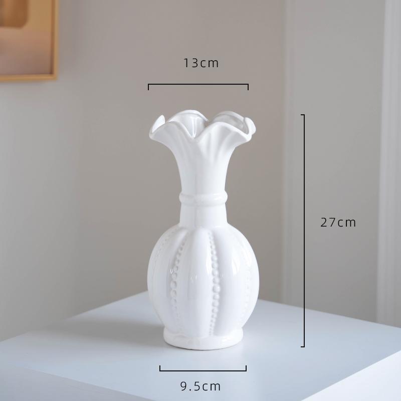 Creative Stripe Vases Decor, Ceramic, Home Bedroom Living Room Study, Flower Arrangement Table Decorations Cream Style Vase, 1Pc