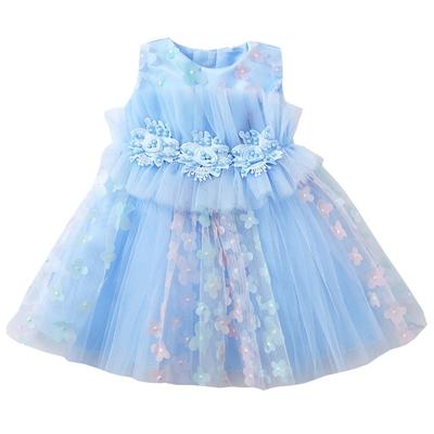 Baby Nest Ceremony Tulle Lace Satin Wedding Recital Size Ages Dress, Girls' Outfit, Children's Skirt, Dress, Dress, Dress, Dress, Blue, 90, 1-2