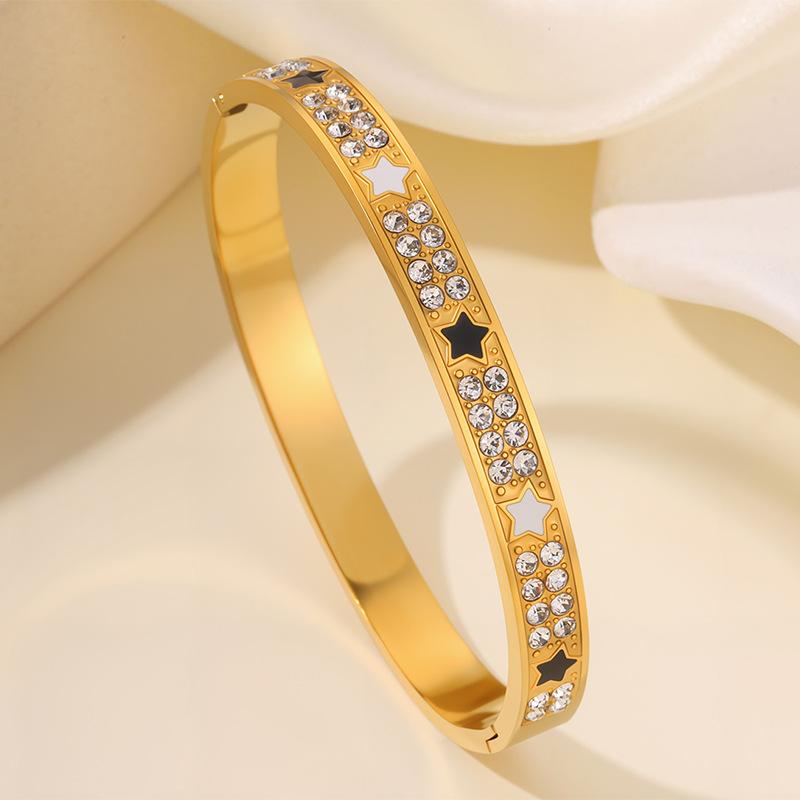 Titanium steel  women, light luxury oil dripping color star stainless steel , European and American niche high-end 