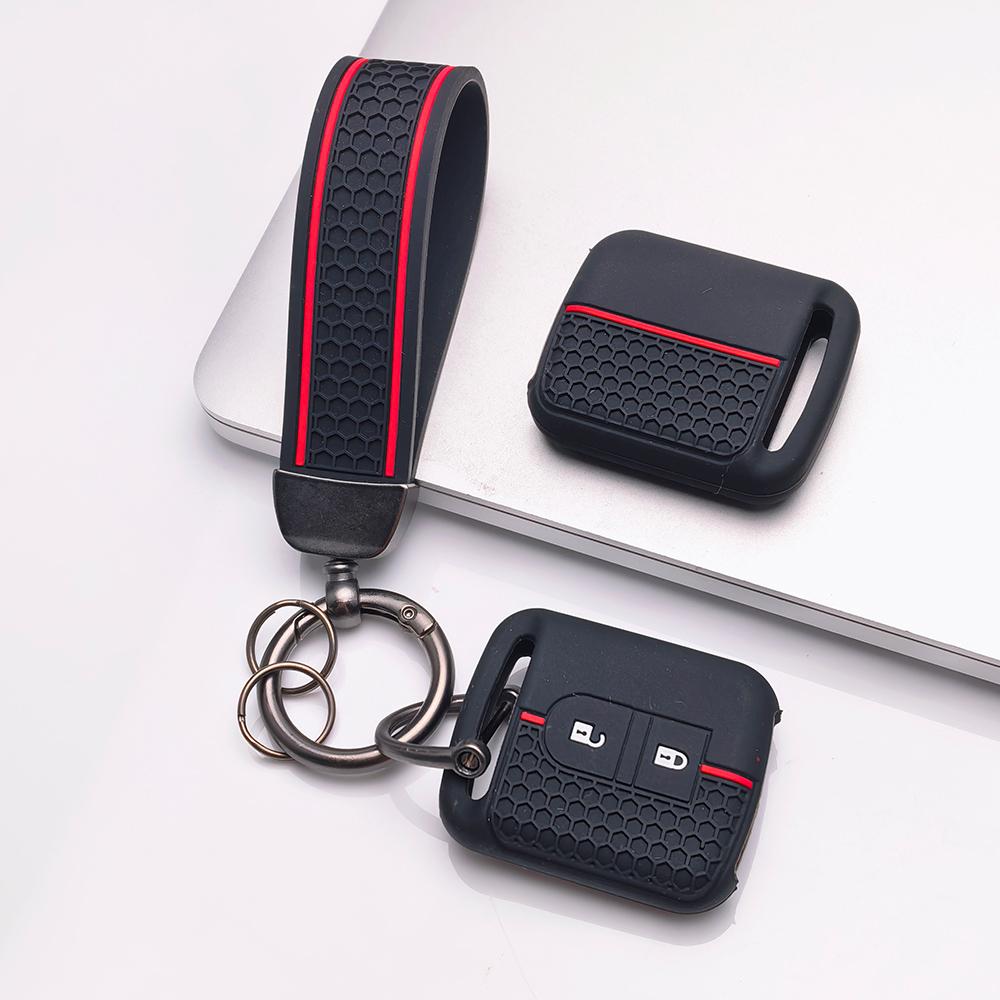 Key Fob Cover for Nissan Qashqai Micra Tiida Sunny Livina Sylphy with Keychain Anti-Scratch Surface Shockproof Structure Soft Grip Texture