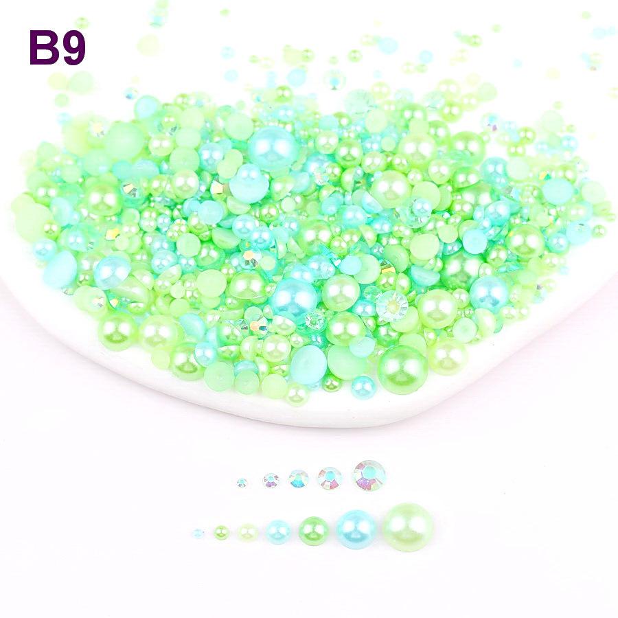 Mixed 2mm-10mm Half-Round AB Plated Resin Pearls - DIY Accessories