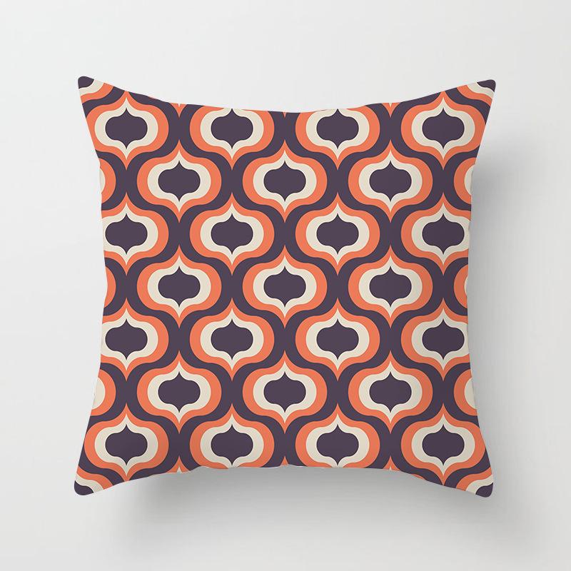 New Color-blocking Geometric Pillow Case, Peach Leather Velvet Cushion Sofa Cushion Cover, Splicing Living Room