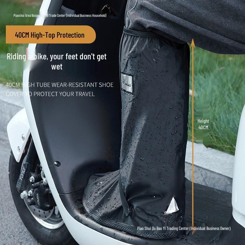 Men's & Women's High-Top Waterproof Non-Slip Rain Shoe Covers, Thickened & Wear-Resistant, Large Size
