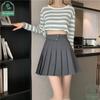 Jupe plissée tendance pour femmes, version coréenne, jupe courte trapèze, jupe taille haute polyvalente, jupe courte à chaîne boutonnée