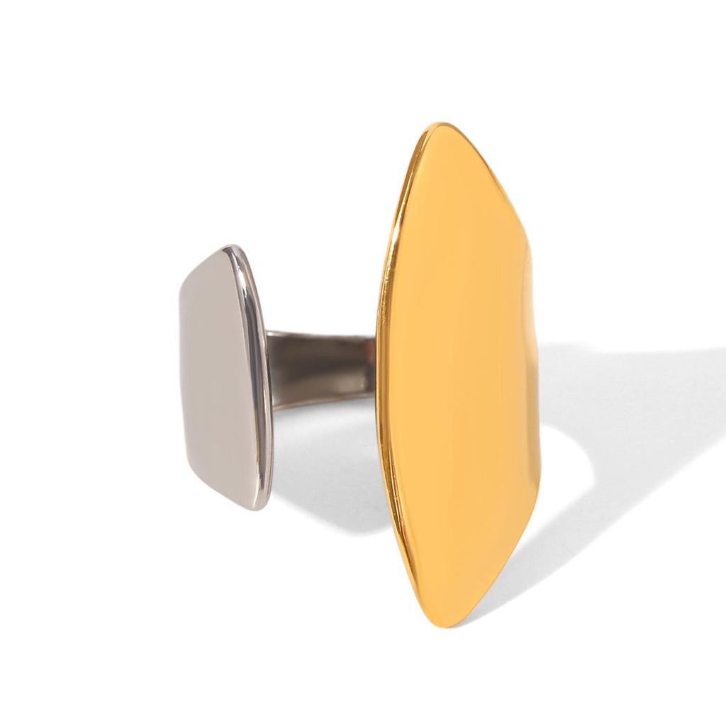 Women's Versatile Stainless Steel Geometric Open Ring: European & American Style, Non-Fading, Polished Finish