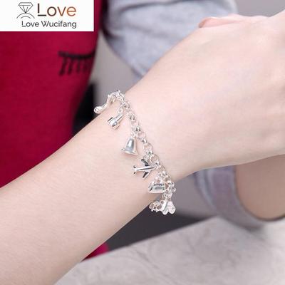Pretty Braceletssilver Color Aaa Zircon Crystal Bracelets 12 Pendants Charms Bangles For Woman New Fine Jewelry