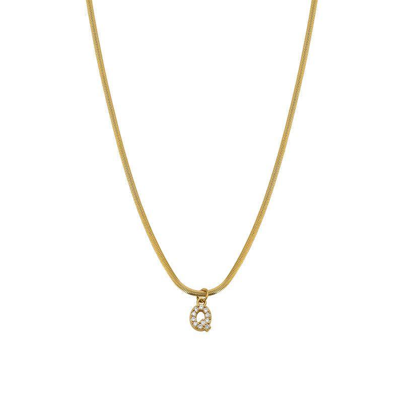 Neckontheline Diamond Letter Necklace European and American Ins Style Simple and Versatile Short Necklace Fine Snake Bones Chain