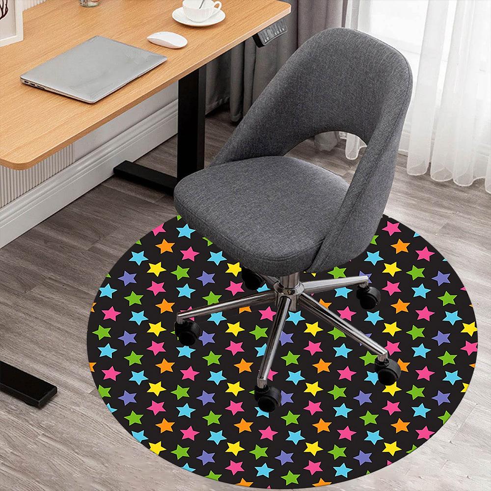 

1pc stars colorful Round Chair mat Area Rug - Non-Slip, Floor Mat for Office, Bedroom, and Indoor Decor c1125686 80cm by 80cm
