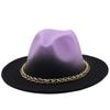 Winter Autumn Imitation metal chain Woolen Women Men Ladies Fedoras Top Hat Jazz Caps European American Round Caps Bowler Hats