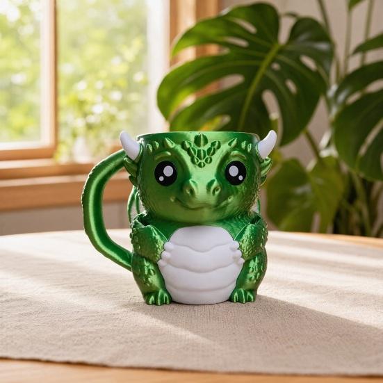 Eisbecherhalter mit Griff, 16 oz Behälter, mit integriertem Snackfach-Design, Niedrige isolierte Hülle mit Drachenmotiv für Desserts und Getränke