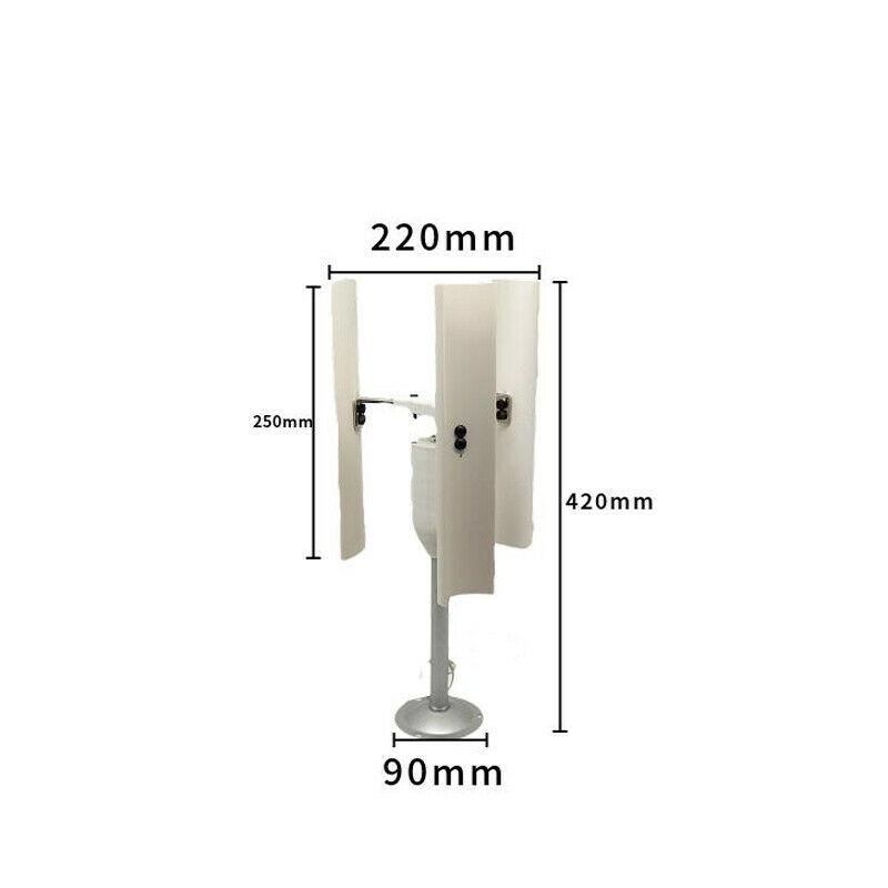 12V Veterný generátor s vertikálnou osou 3 lopatky biely výukový model permanentný magnet veterný mlyn nabíjací kit