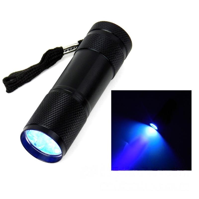 1/2/5Pcs Professional Purple Light Anti-Skid 395Nm Backlight Portable Ultraviolet Torch Gadgets 9Led Mini Flashlight With Rope