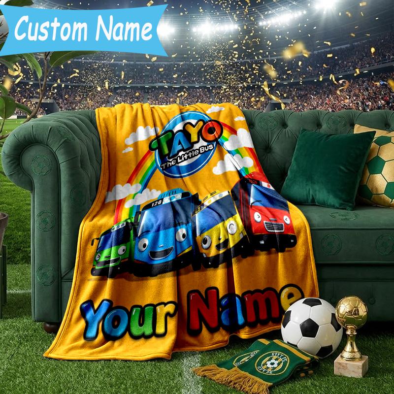 Custom Personalized Blanket Mateo Little Bus Soft Throw Blanket, Suitable for Family and Friends, Sofa Blanket,Home Decor Christmas gift