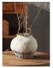Rustic White Distressed Zen Pottery Jar for Dried Flowers - Chinese Style Vase Ornament for Home or Hotel Decor