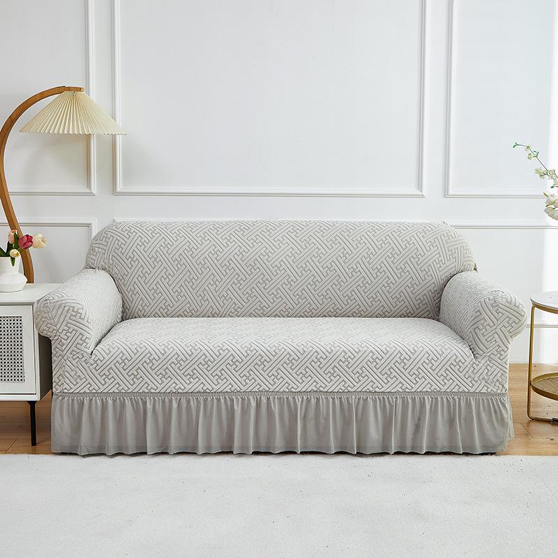 Towel Jacquard Sofa Cover Skirt Elastic Sofa Cover Living Room Combination Non-Slip Elastic Sofa Cover