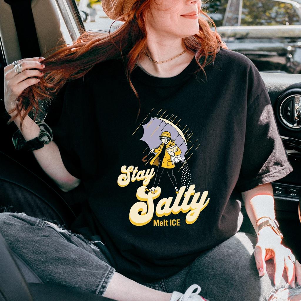 Stay Salty Melt Ice Tee: Anti ICE Protest Activist Apparel Rose Unisex T-Shirt