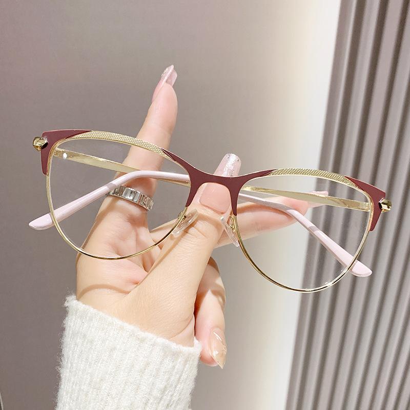 

Металлические анти-синий свет студенческие очки в оправе с плоскими линзами ретро металлические очки простые женские очки