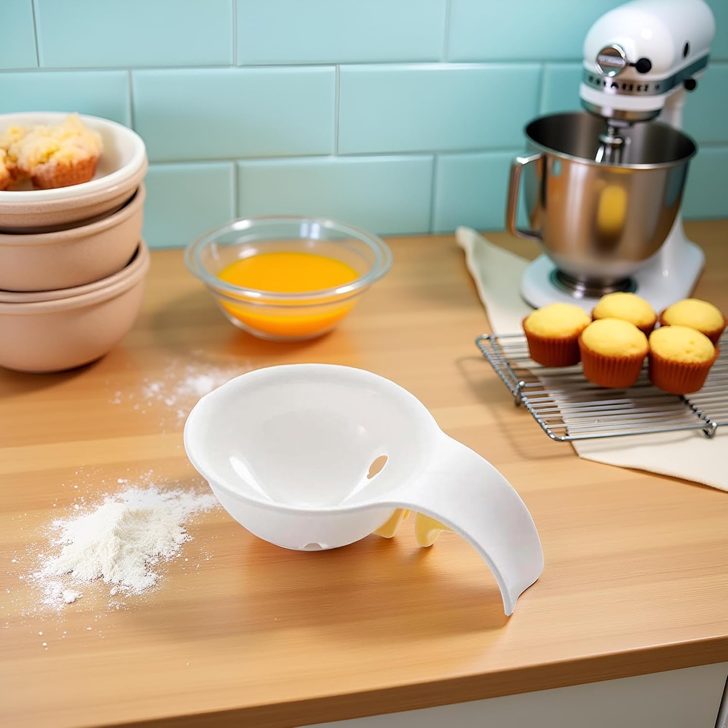 Egg Yolk Separator, for Baking Cakes Egg Separator for Raw Eggs,Plastic Egg Separator Egg Yolk White Filter,Bowl-Clip Egg White and Yolk Separator