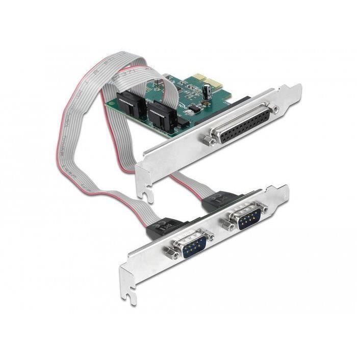 Carte d'extension PCI Express - DeLock - 90413 - 2 x RS-232 + 1 x Parallèle - FIFO 256 b - 0,0004608 Gbit/s