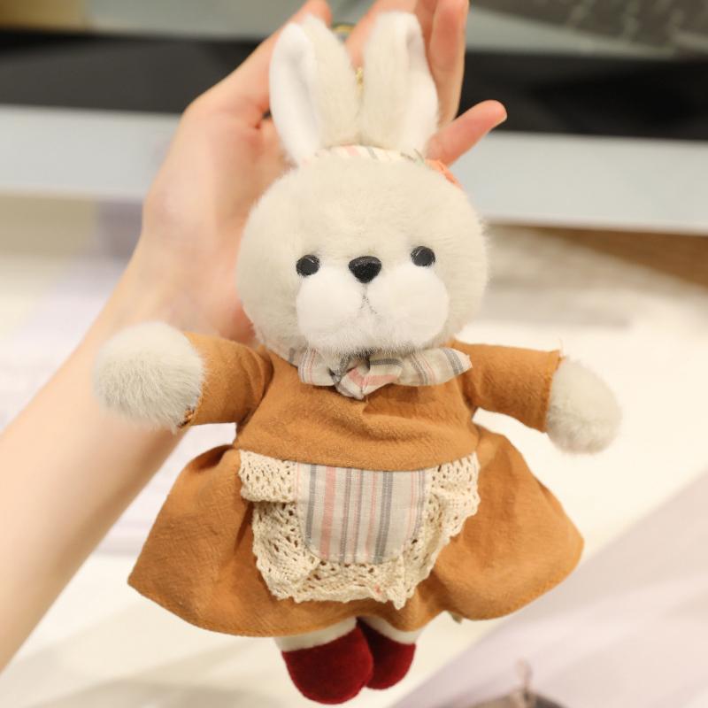 Ca. 20CM Cartoon Verkleideter Hase Plüsch Anhänger Spielzeug Lieblich Ländliche Hasenpuppe Elegantes Hasenspielzeug für Tasche Schlüsselanhänger Spielzeug Geschenk
