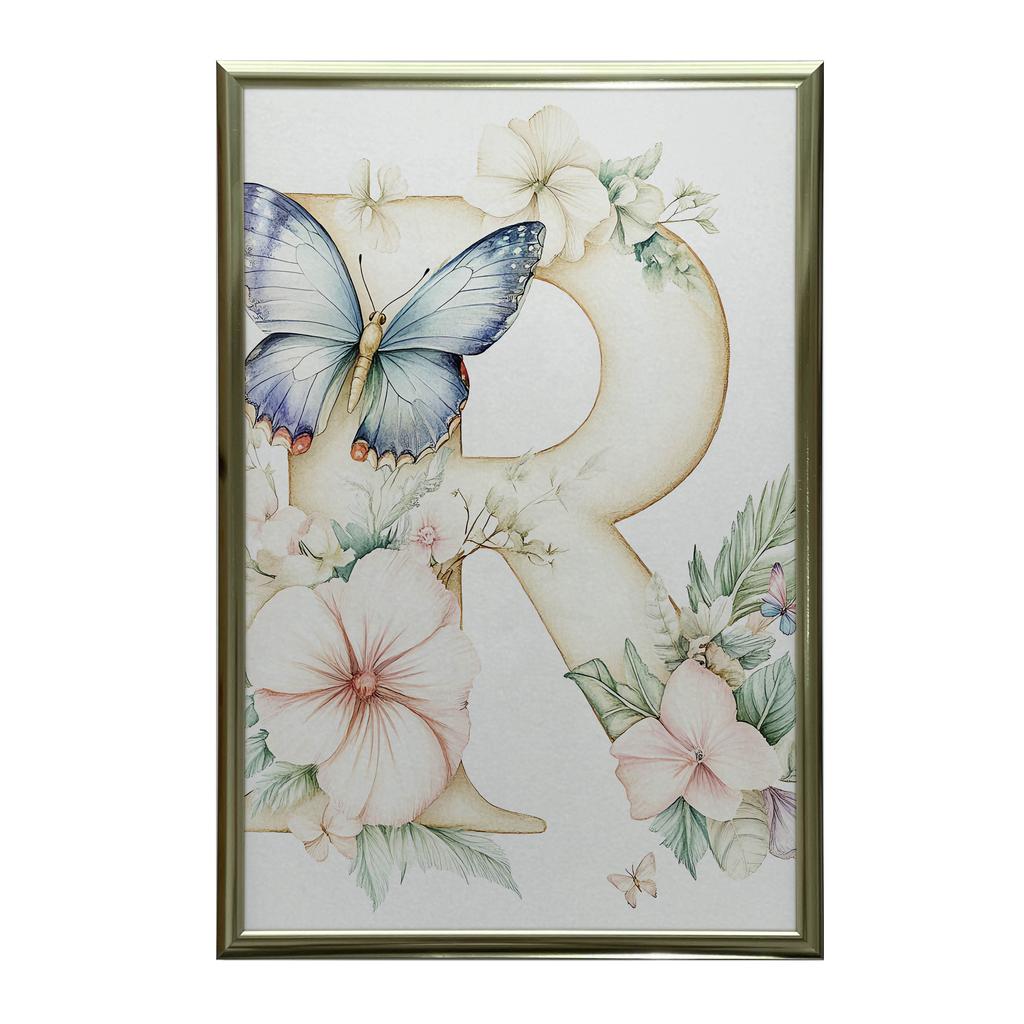 Plakat Kwiatowa Litera R Plakat Kwiatowa Litera R, 30X40 Cm, Bez Ramy, Płótno Premium Na Blejtramie