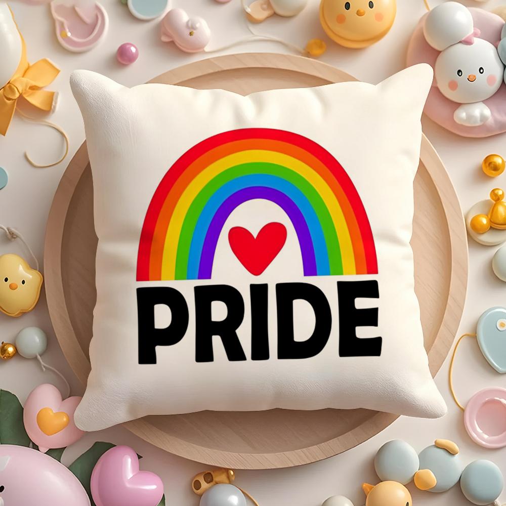 Pride Month Heart Cushion Cover Plush Fabric Soft Double-Sided Printed Sofa Warm Winter Home Gift Pillow Case