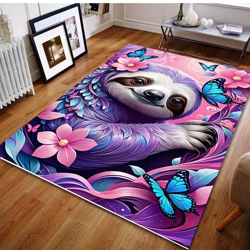 Fantasy Pink World Sloth Printed Carpet for Bedroom Living Room Bedside Sofa Floor Mat Modern Home Decor Area Rug