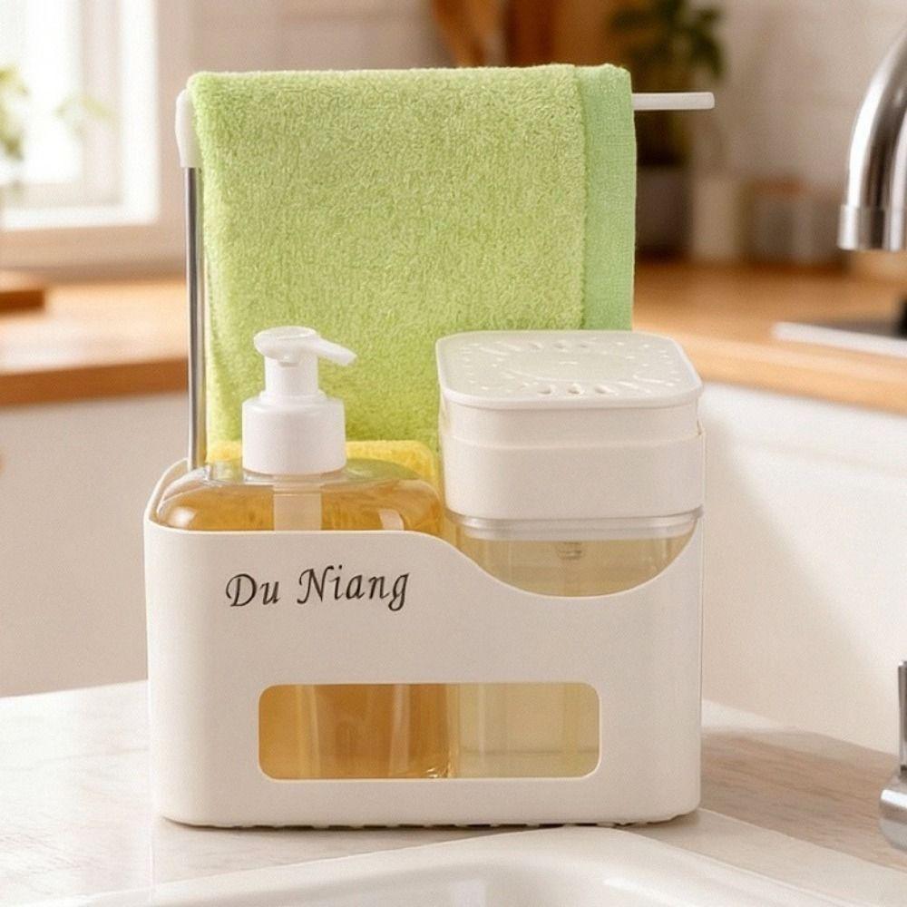 4-in-1 Press Soap Dispenser Plastic Shampoo Bottle Hand and Dish Soap Dispenser Set  Countertop