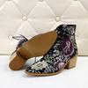 Fashion Thick Heel Lace-up Women's Botas Mujer Embroidered Size 35-43 Fashion Retro Short Boot Botas Femininas Botines Para Mujeres
