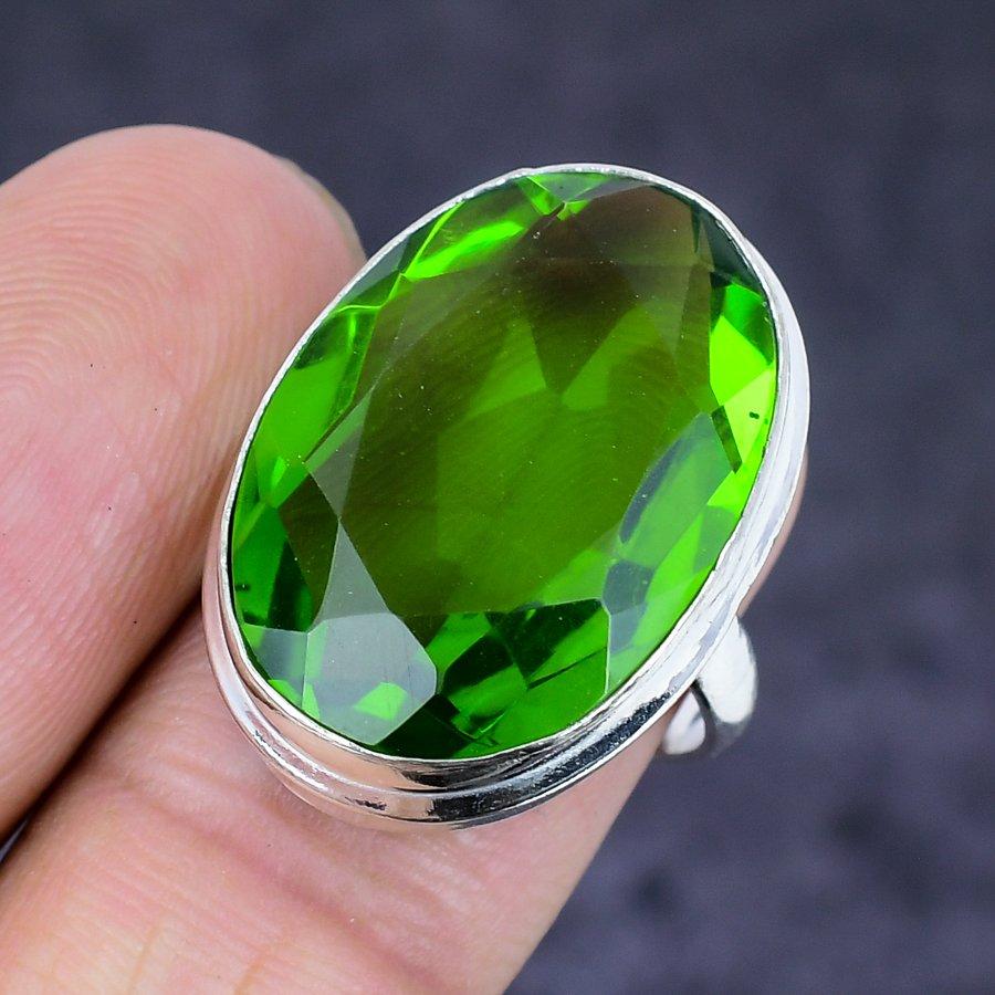 Peridot Gemstone Handmade 925 Sterling Silver Jewelry Ring Size 6 P4h60