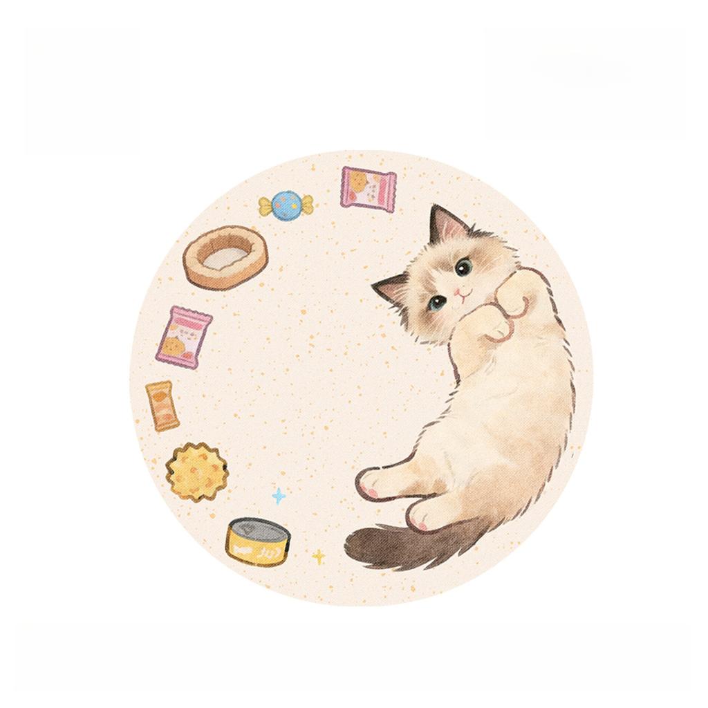 Cartoon Style Living Room Decoration Round Carpet Cat Pattern Rugs for Bedroom Fluffy Soft Lounge Floor Mat Home Thick Plush Rug