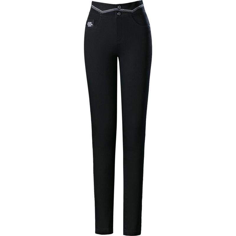 Dámské zeštíhlující černé džíny s vysokým pasem - Jaro 2024, Elastické kalhoty tužkového střihu ve větších velikostech