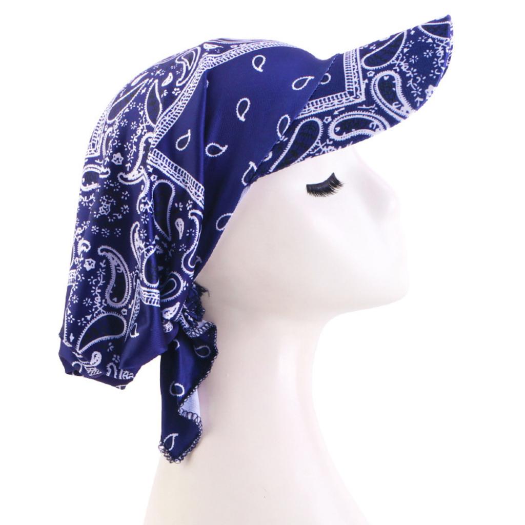 Cotton Bandana Cap with Visor Outdoor Sun Protection Hat Adjustable Headscarf Breathable Lightweight Headwear for Outdoor Activities