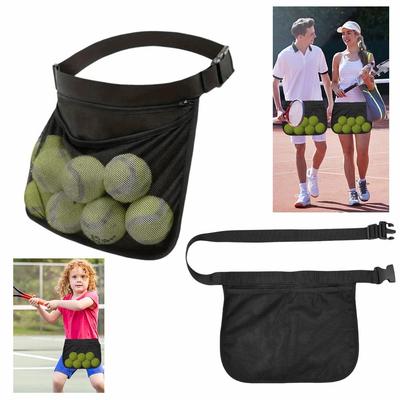 Hohe Elastizität Tennisballhalter Tasche Verstellbares Band Netzmaterial Ball Hüfttasche Reißverschlusstasche Elastisches Gewebe