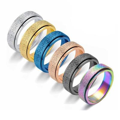 Punk Stil Edelstahl Unadjustable Anti Angst Ring Drehbare Männer Frauen Matt Finger Ringe Party Club Mode Schmuck