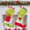 2025 Christmas Socks Long Haired Green Fur Grinch Elements Christmas Socks Candy Bag Christmas Pendant Gift Bag