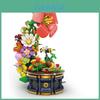Flower Design Phonograph Clockwork Music Box Assembly Building Blocks For Family Fun And Gift