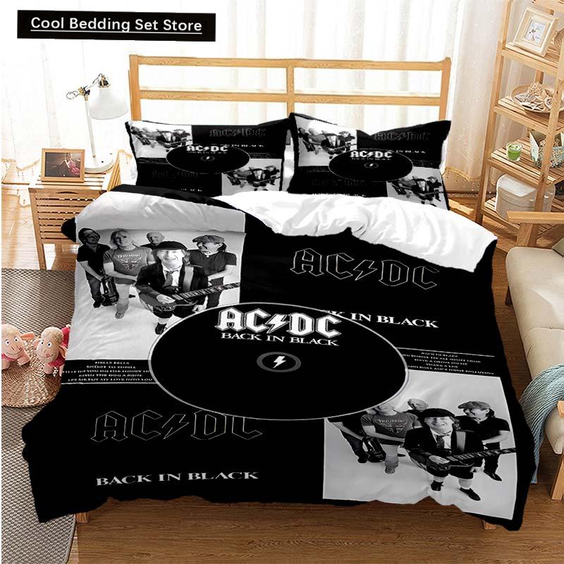 2024 Fashion AC_DC Rock Band Bedding Set Boys Girls Twin Queen Size Duvet Cover Pillowcase Bed Kids Adult Fashion Home Textiles