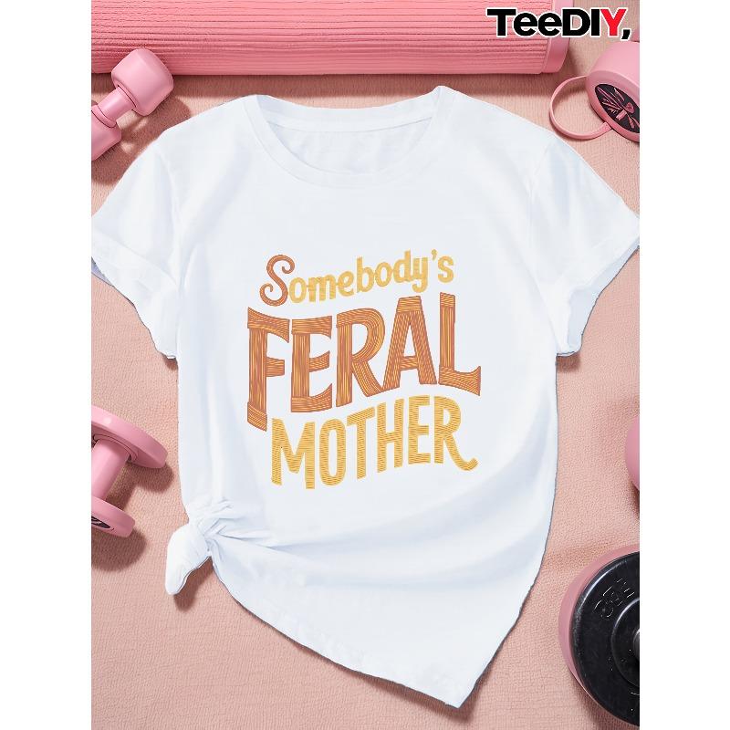 Женская футболка большого размера  Чья-то дикая мать , повседневная, с коротким рукавом S