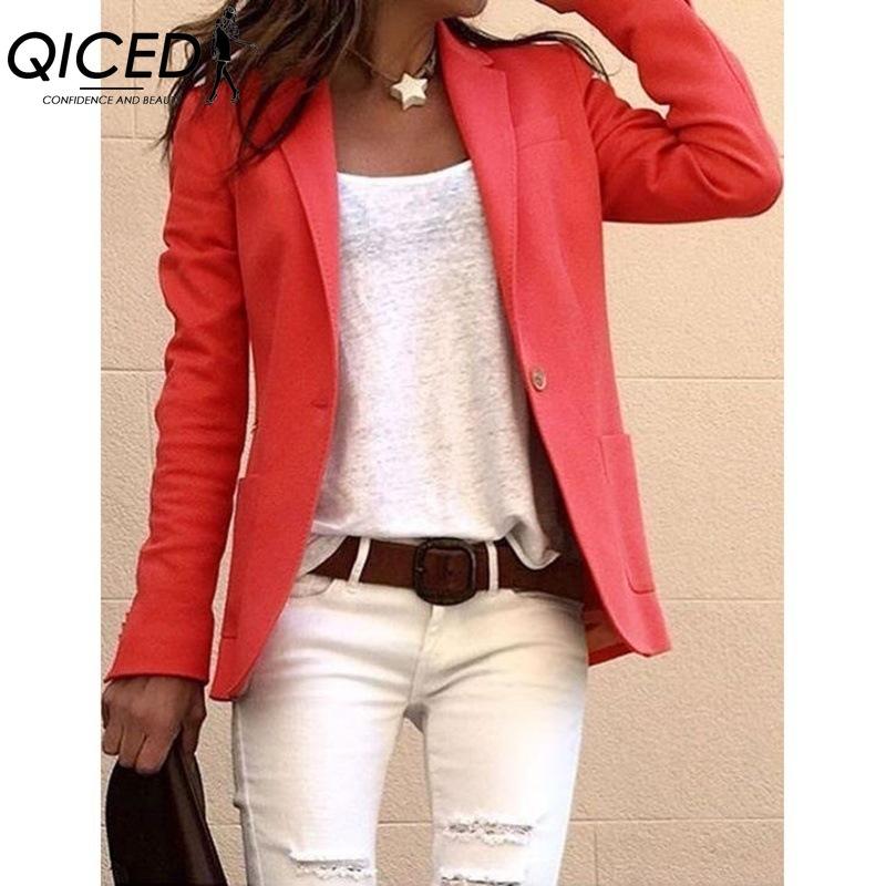 

QICED Жіночі Вінтажні Повсякденні Куртки та Пальта з Принтом Клітинки на Осінь-Зиму з Довгим Рукавом та Комірцем ПОЛО XL кавун червоний колір