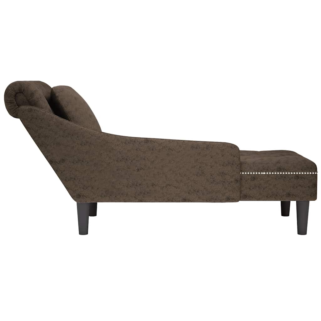 Chaise Longue with Cushion & Right Armrest Gray Faux Leather