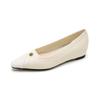 Woman Flat Shoes Fashion Pointed Toe Elegant Metal Flower Decoration Slipon Shallow Shoes Comfortable Soft Height Increase Flats