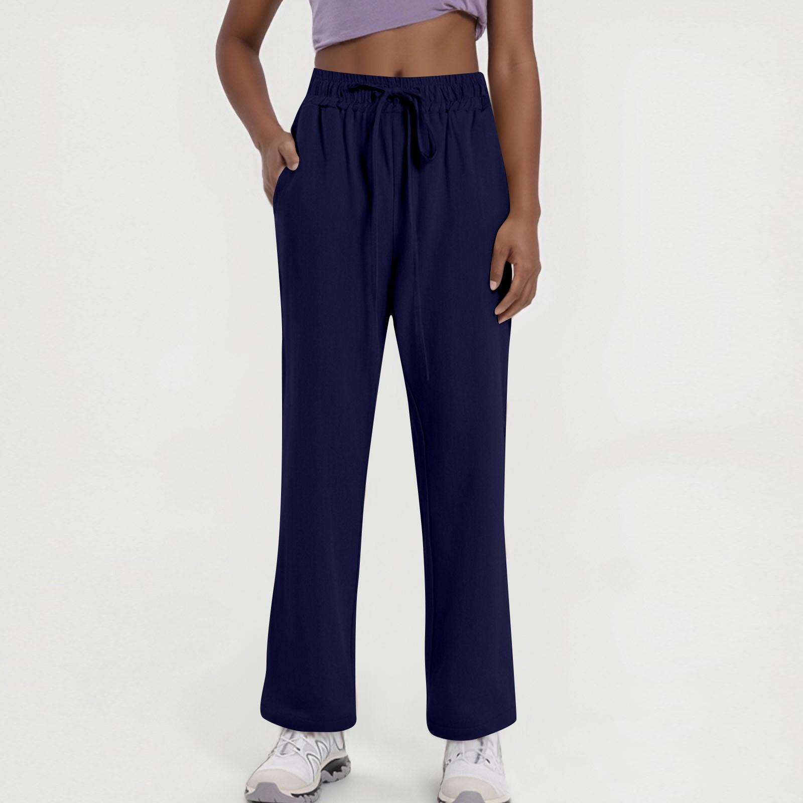 

Женские модные однотонные хлопковые и льняные свободные широкие брюки с завязками на карманах повседневные брюки XXL тёмно-синий